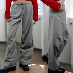 ZARA ( SM ) Gray/Taupe Cargo Parachute Baggy Drawstring Pants